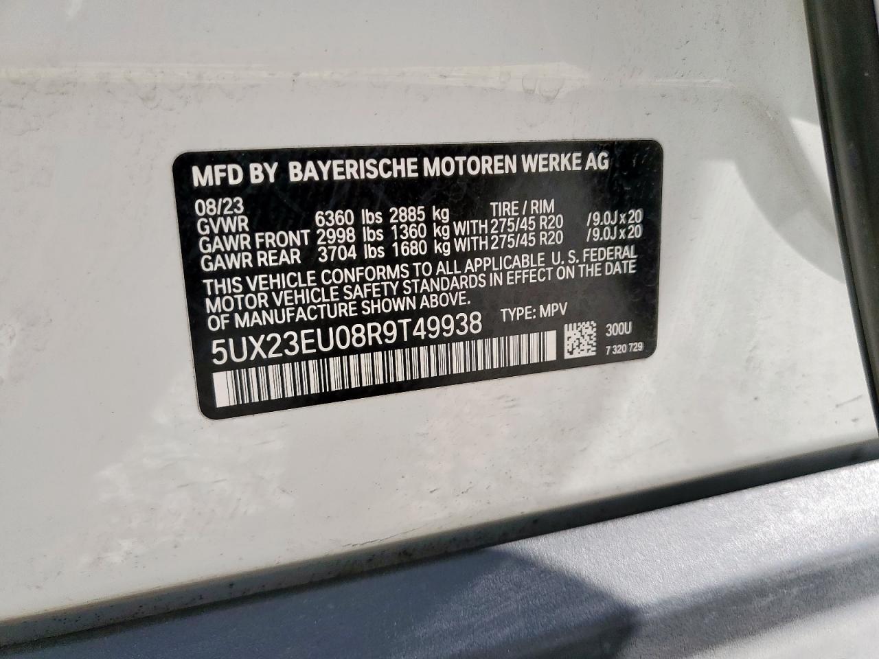 2024 BMW X5 xDrive40I VIN: 5UX23EU08R9T49938 Lot: 64184465