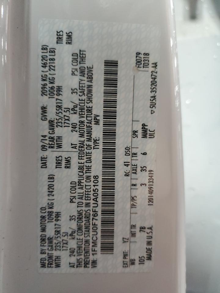 2015 Ford Escape S VIN: 1FMCU0F76FUA05108 Lot: 65219615