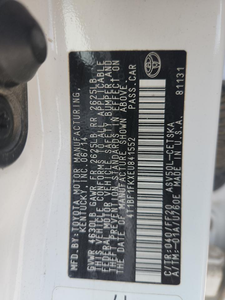 2014 Toyota Camry L VIN: 4T1BF1FKXEU841552 Lot: 64245285