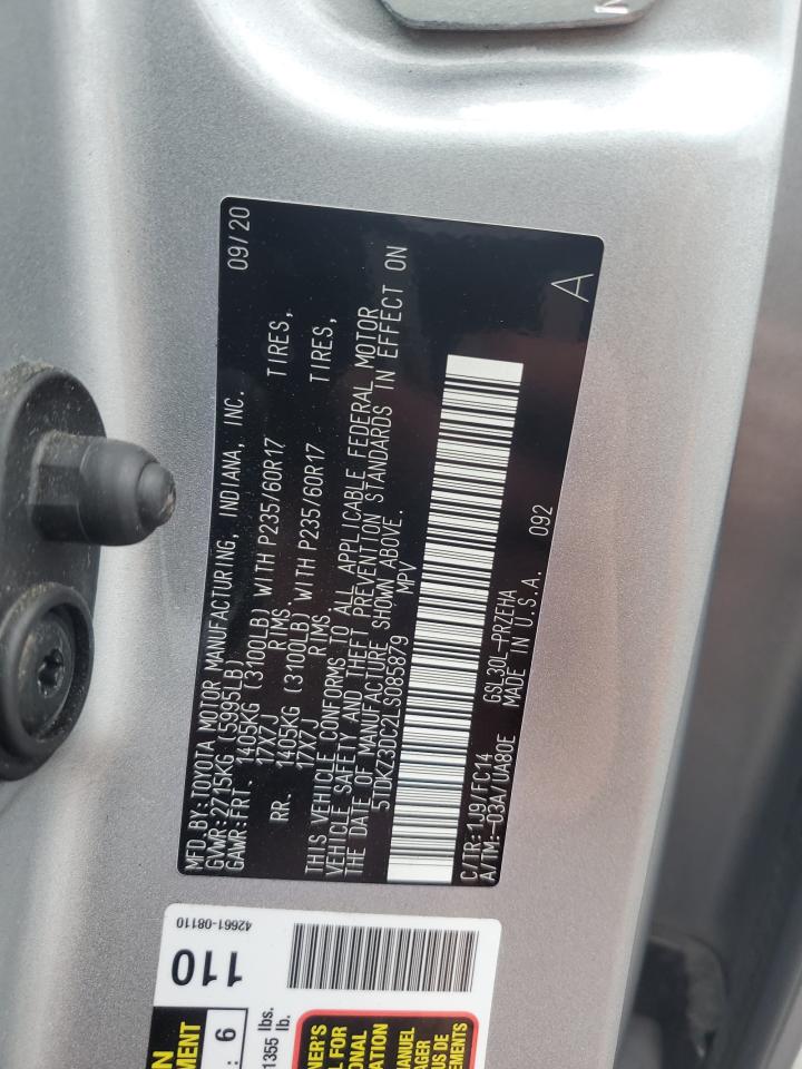 2020 Toyota Sienna Le VIN: 5TDKZ3DC2LS085879 Lot: 64889765
