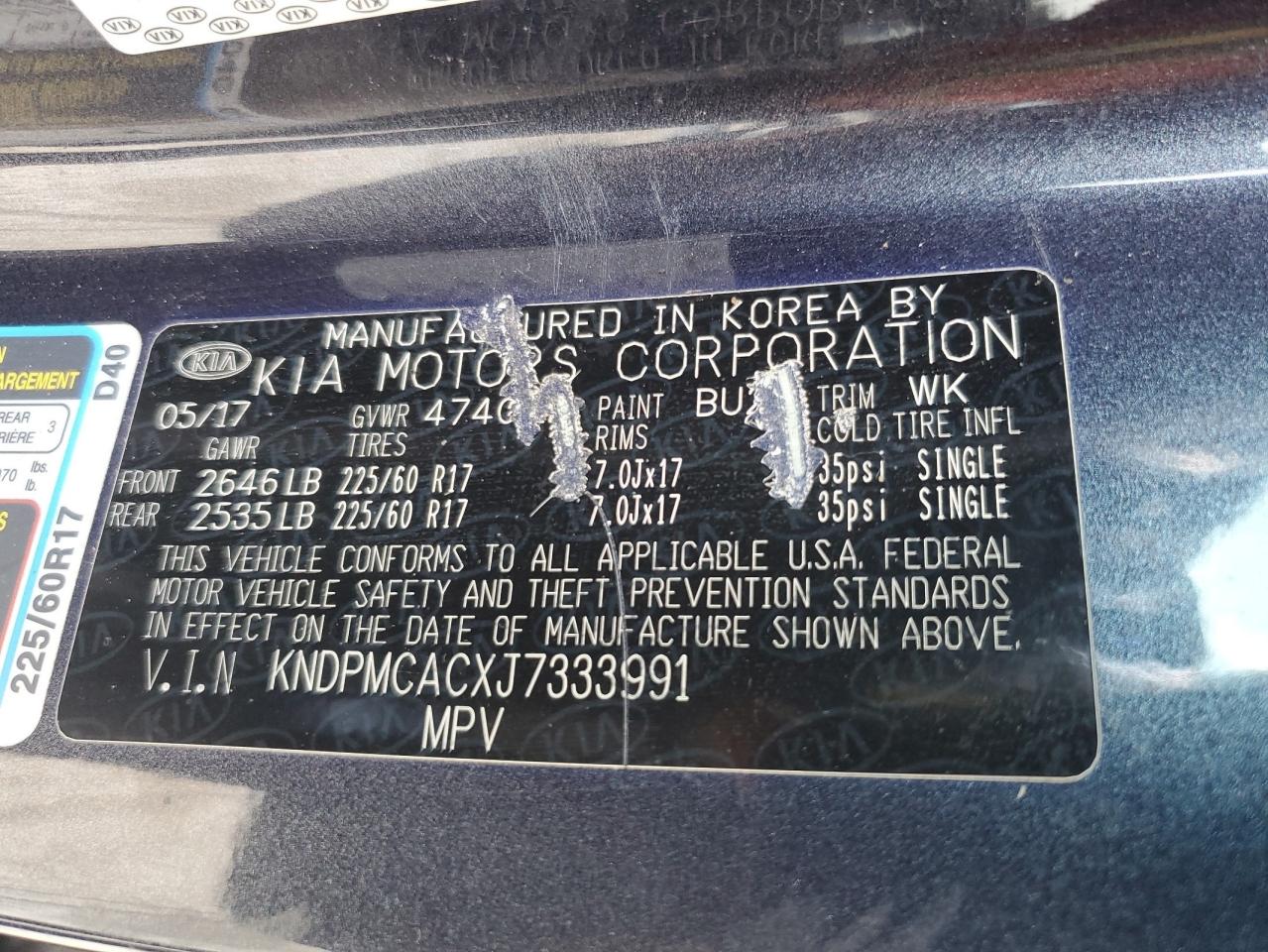2018 Kia Sportage Lx VIN: KNDPMCACXJ7333991 Lot: 64670445
