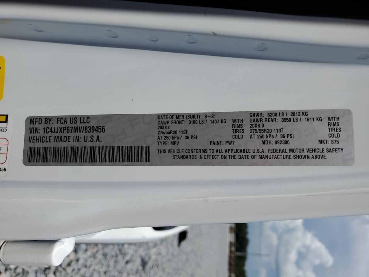 2021 Jeep Wrangler Unlimited Sahara 4Xe VIN: 1C4JJXP67MW839456 Lot: 64381765