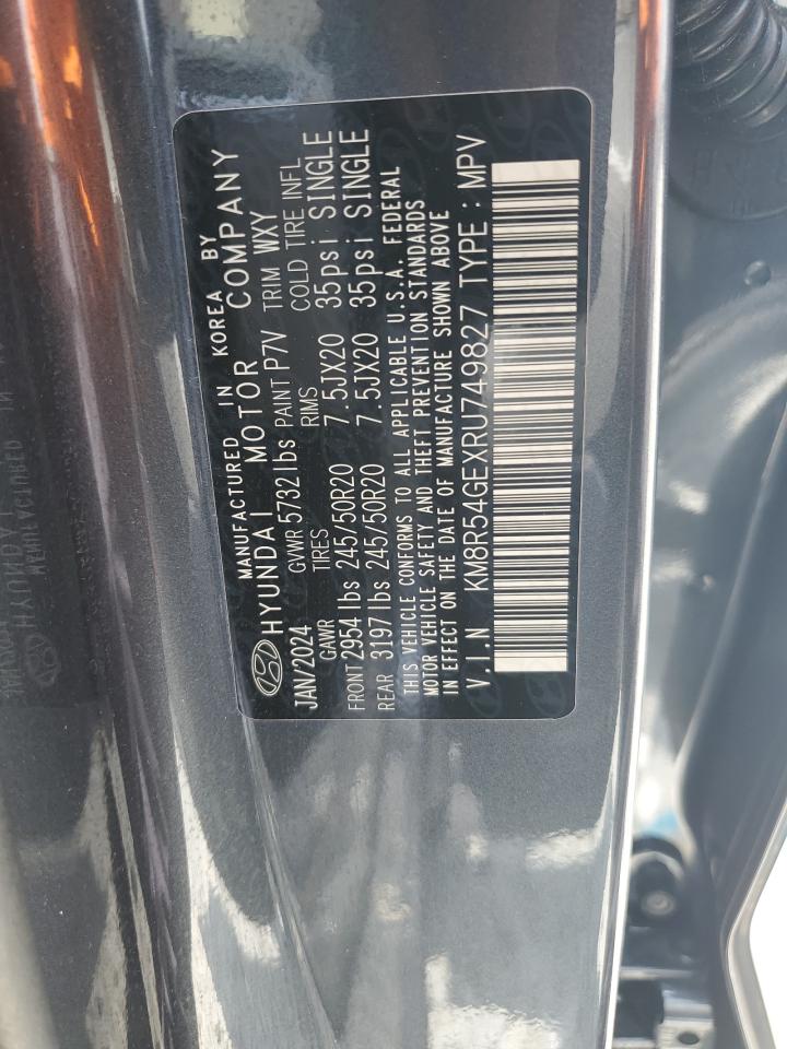 2024 Hyundai Palisade Limited VIN: KM8R54GEXRU749827 Lot: 63017135