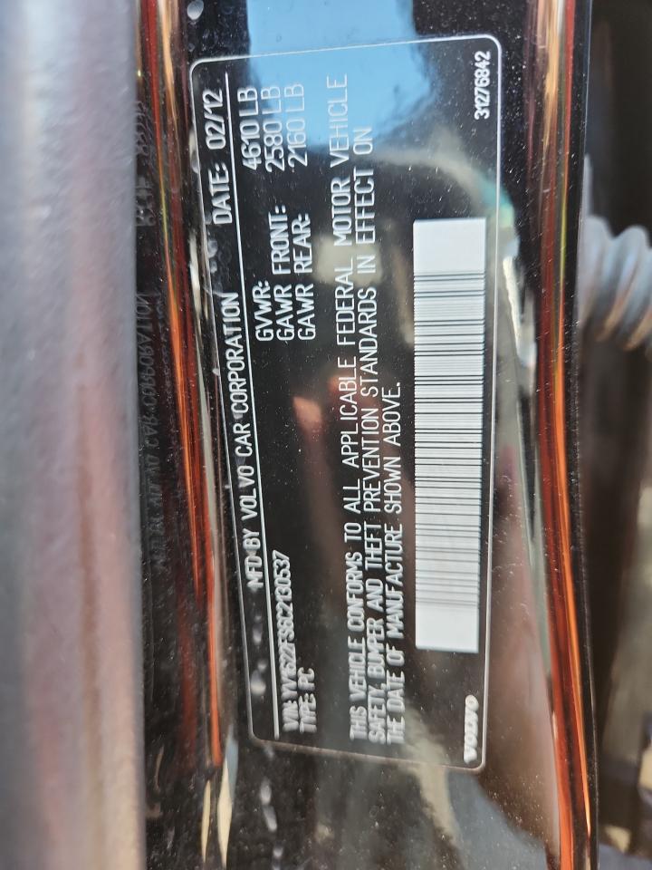 2012 Volvo S60 T5 VIN: YV1622FS6C2130537 Lot: 62986995