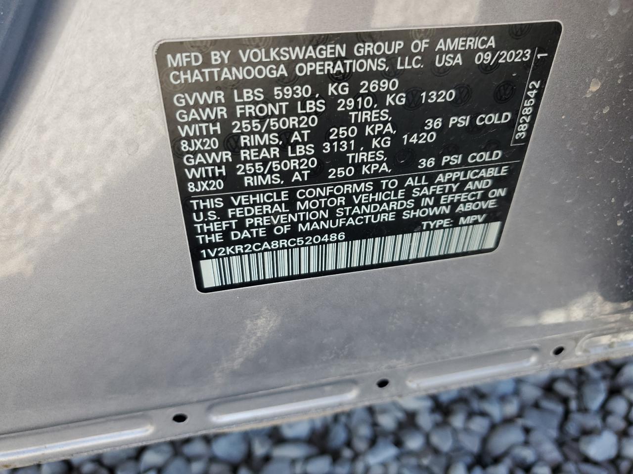 2024 Volkswagen Atlas Se VIN: 1V2KR2CA8RC520486 Lot: 63678475