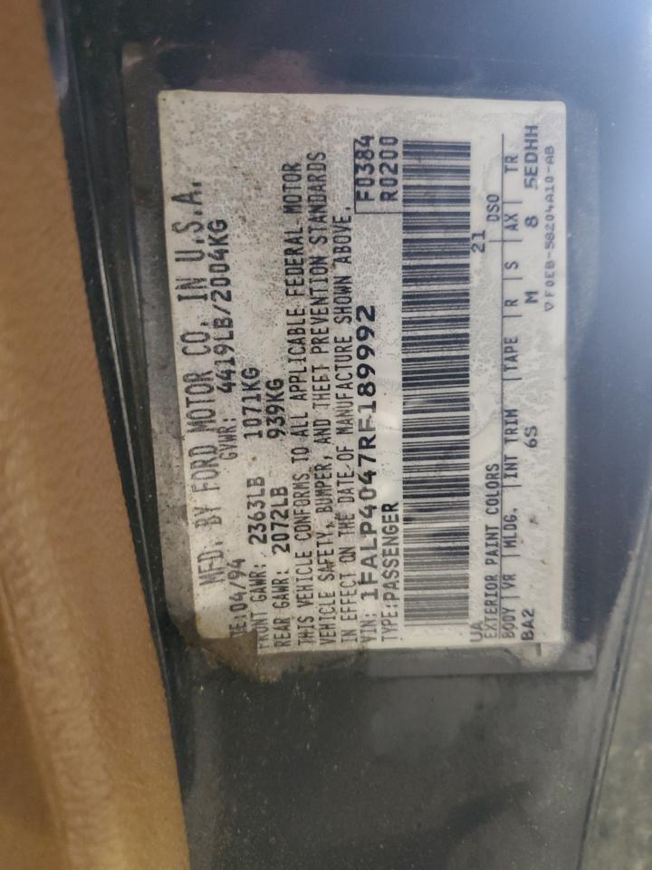 1994 Ford Mustang VIN: 1FALP4047RF189992 Lot: 58293995