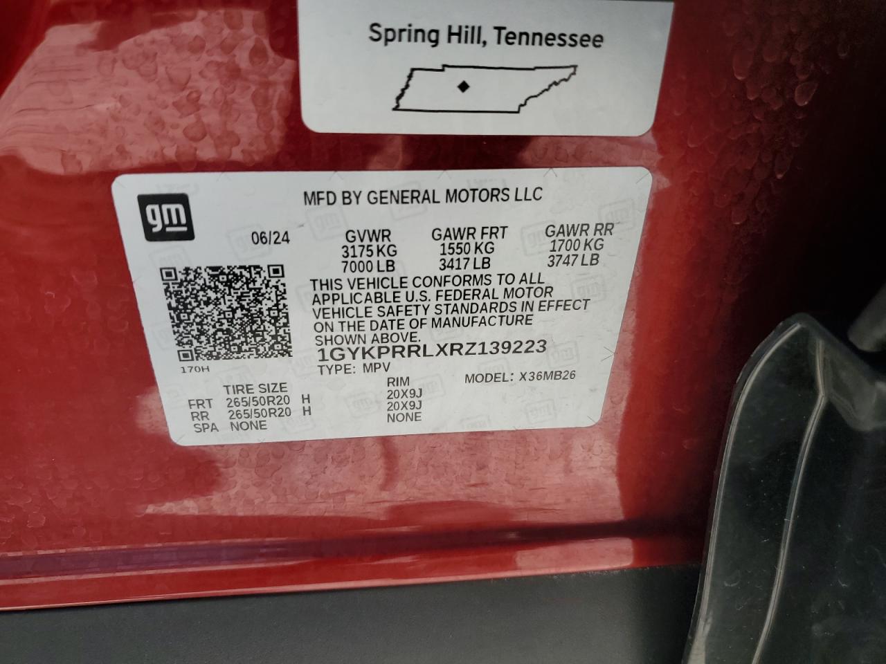 2024 Cadillac Lyriq Luxury VIN: 1GYKPRRLXRZ139223 Lot: 64296815
