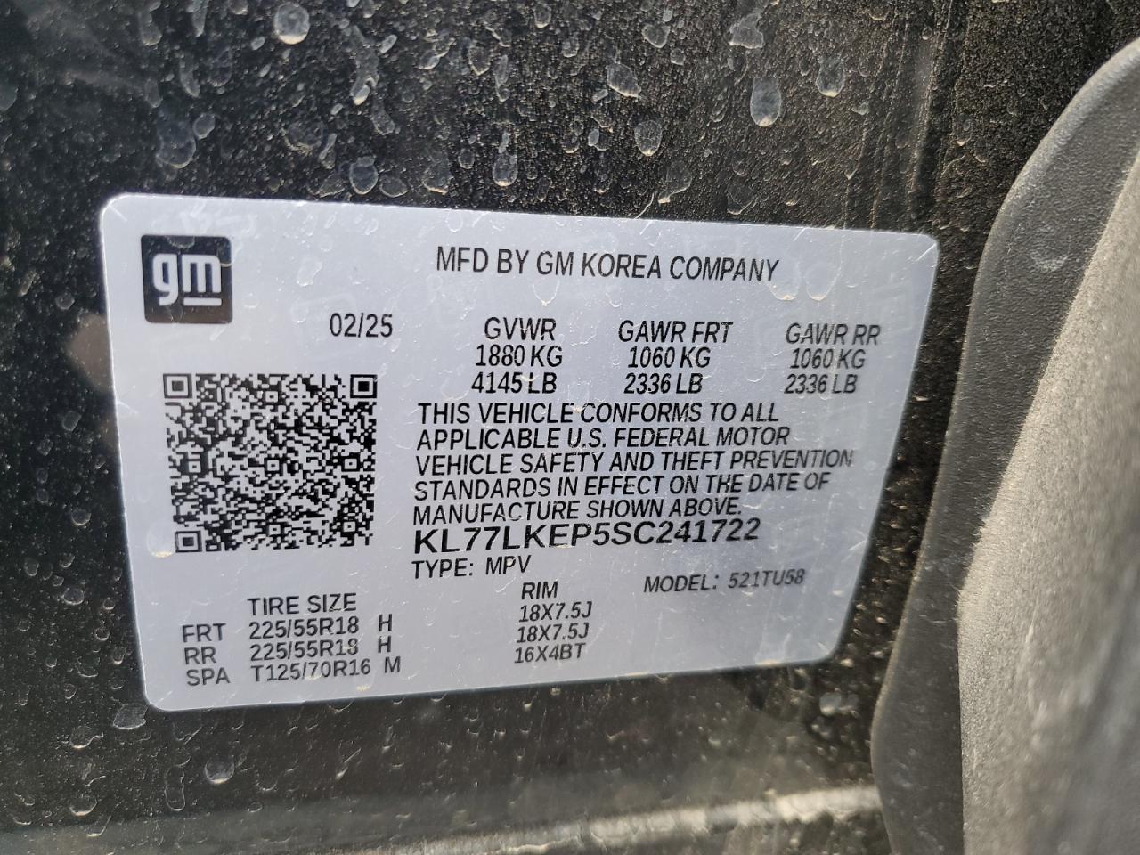 2025 Chevrolet Trax Activ VIN: KL77LKEP5SC241722 Lot: 65066435
