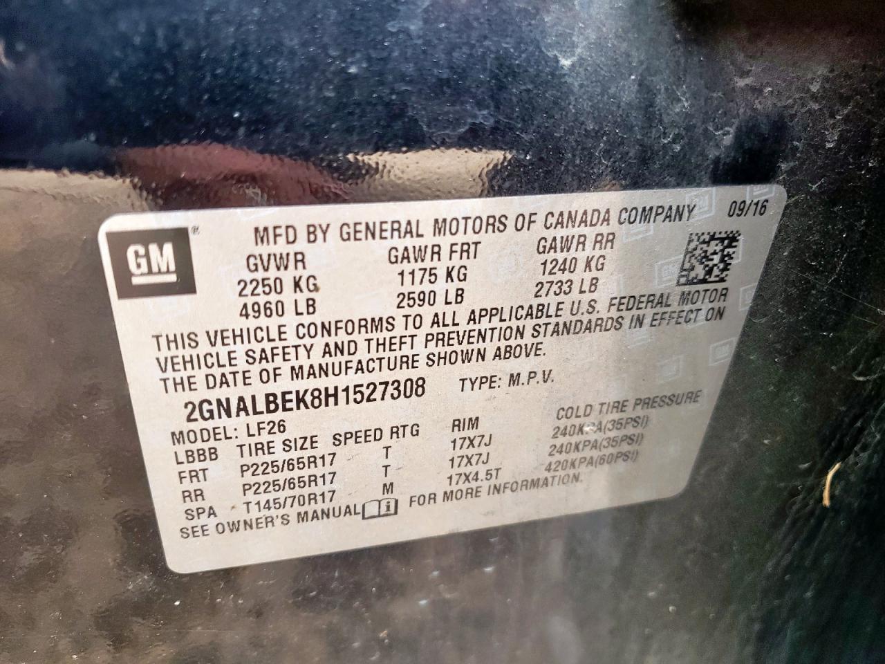 2017 Chevrolet Equinox Ls VIN: 2GNALBEK8H1527308 Lot: 65574445