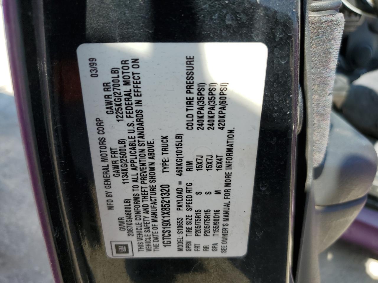 1999 GMC Sonoma VIN: 1GTCS19X1X8521320 Lot: 66217445