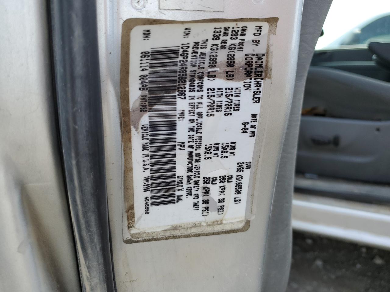 2005 Dodge Grand Caravan Se VIN: 1D4GP24R85B212867 Lot: 65451145