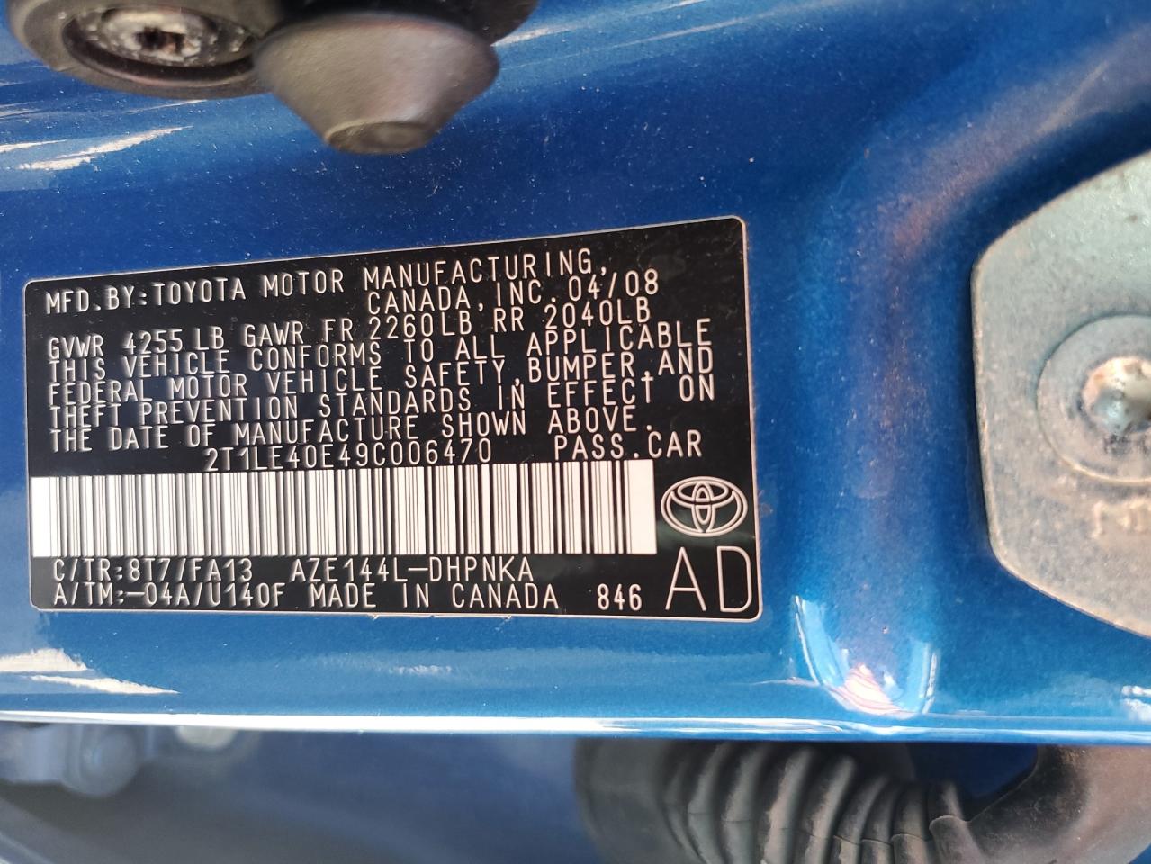 2009 Toyota Corolla Matrix S VIN: 2T1LE40E49C006470 Lot: 65208055