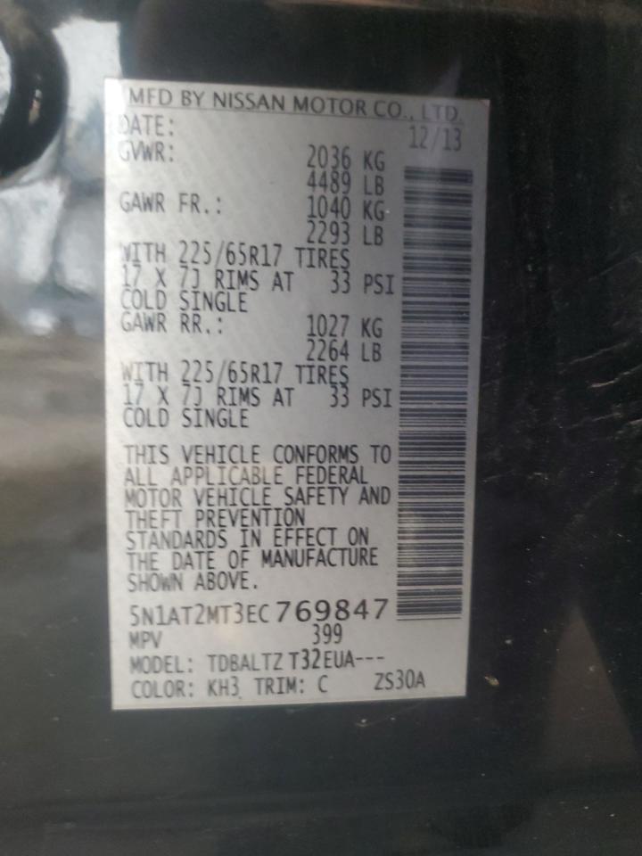 2014 Nissan Rogue S VIN: 5N1AT2MT3EC769847 Lot: 65163965