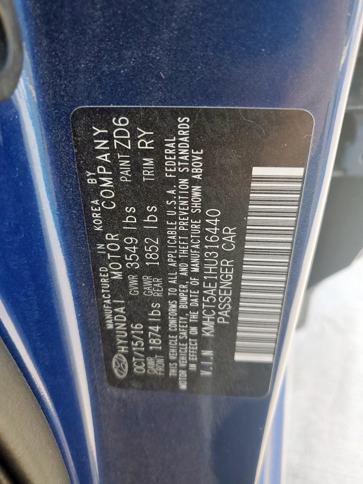 2017 Hyundai Accent Se VIN: KMHCT5AE1HU316440 Lot: 67051685