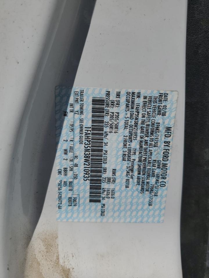 2008 Ford Focus Se VIN: 1FAHP35N38W210935 Lot: 64746325