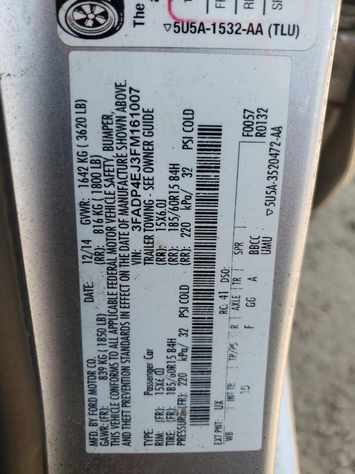 2015 Ford Fiesta Se VIN: 3FADP4EJ3FM161007 Lot: 64720085