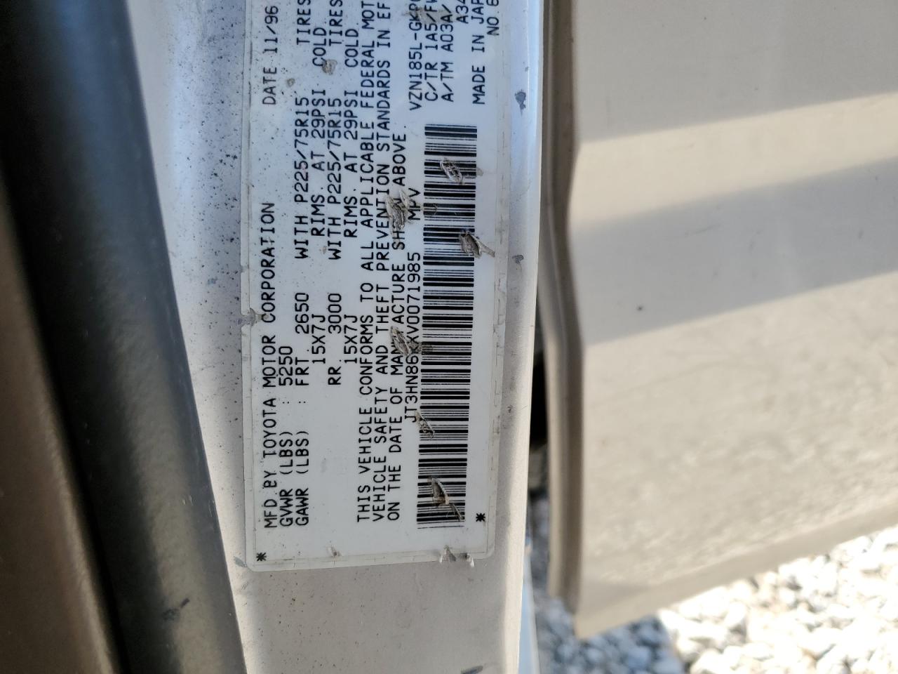 1997 Toyota 4Runner Sr5 VIN: JT3HN86RXV0071985 Lot: 64142015