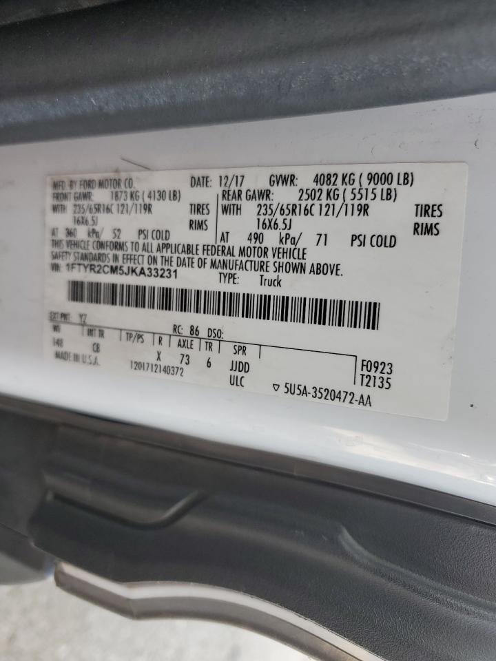 2018 Ford Transit T-250 VIN: 1FTYR2CM5JKA33231 Lot: 64643225