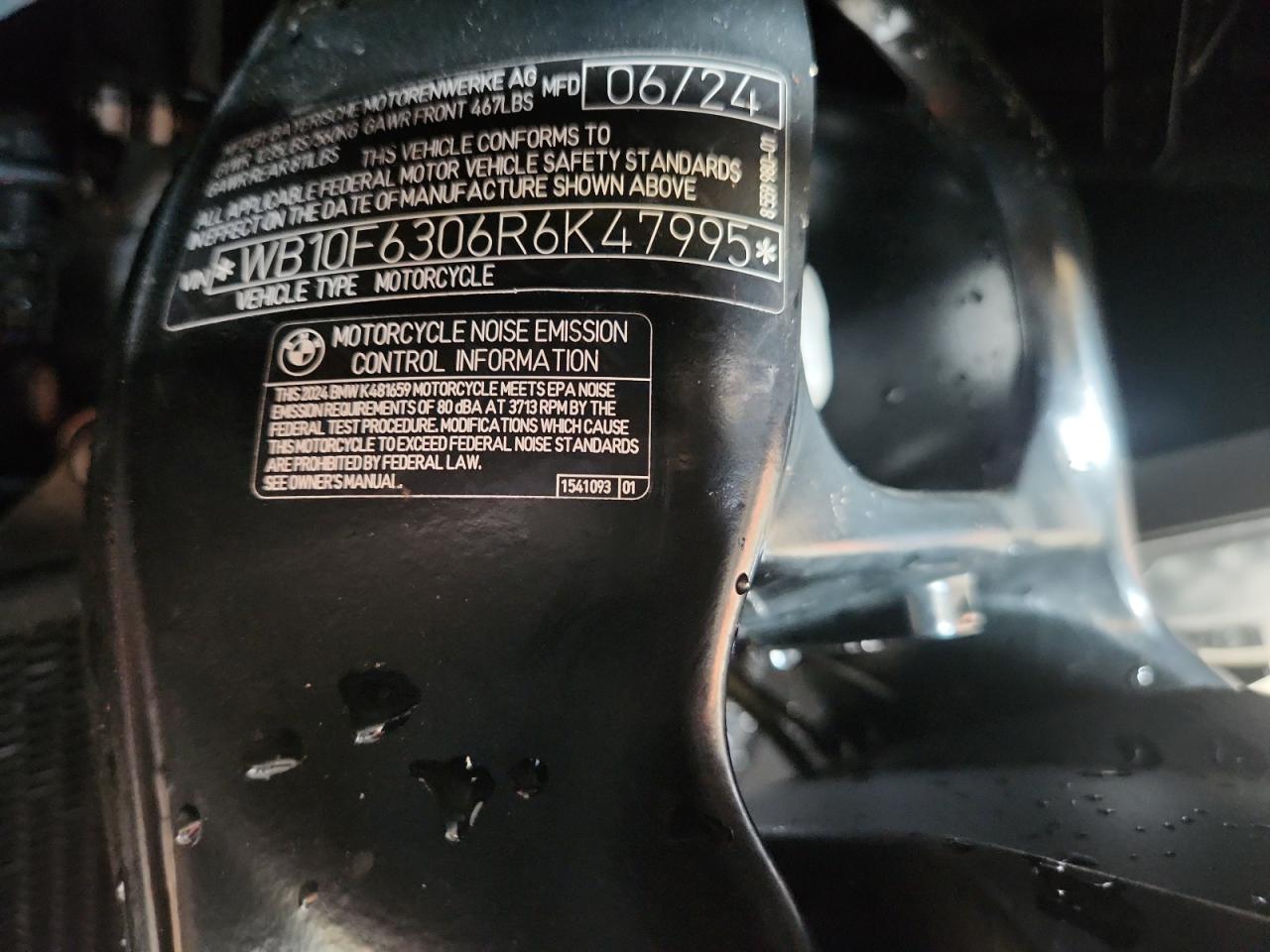 2024 BMW K1600 B VIN: WB10F6306R6K47995 Lot: 65255195