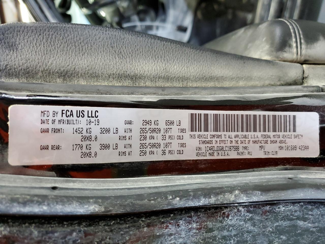 2020 Dodge Durango Gt VIN: 1C4RDJDG0LC187588 Lot: 64415215