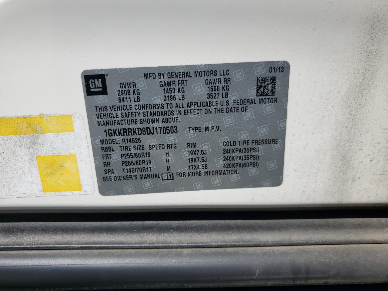 1gkkrrkd8dj170503 1GKKRRKD8DJ170503 2013 GMC Acadia Slt-1
