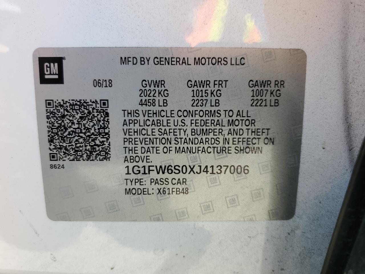 2018 Chevrolet Bolt Ev Lt VIN: 1G1FW6S0XJ4137006 Lot: 65597345
