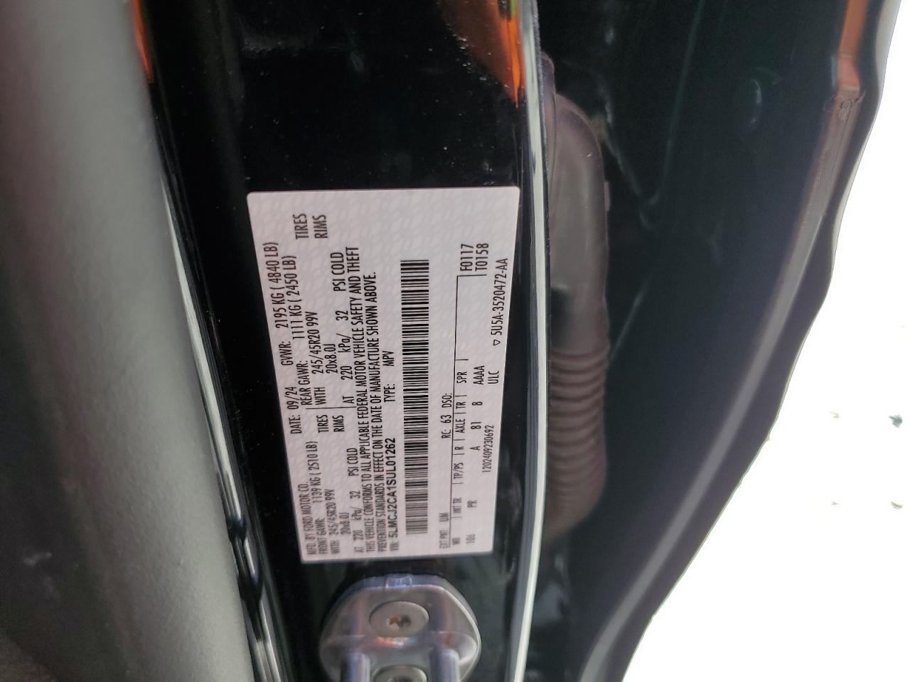 2025 Lincoln Corsair Reserve VIN: 5LMCJ2CA1SUL01262 Lot: 66333115