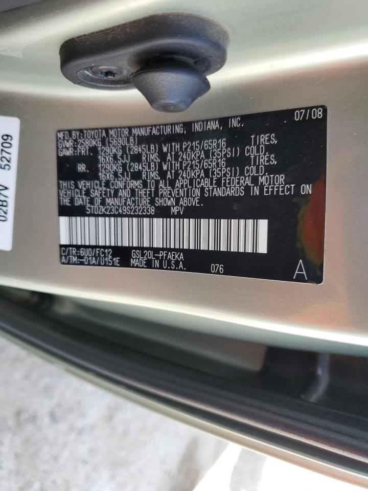 2009 Toyota Sienna Ce VIN: 5TDZK23C49S232338 Lot: 64897155