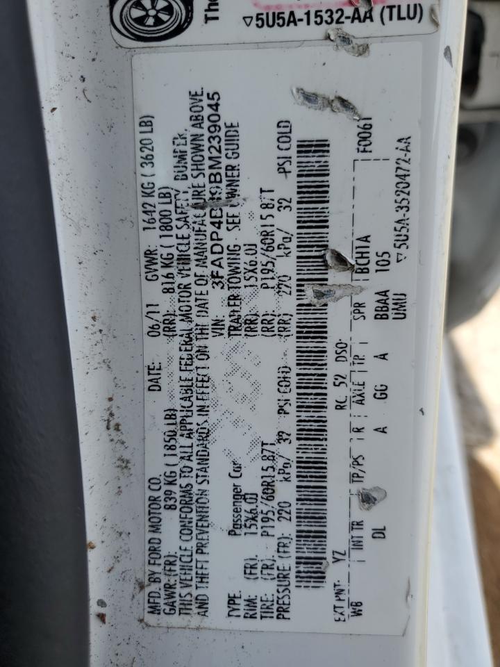 2011 Ford Fiesta Se VIN: 3FADP4BJ9BM239045 Lot: 65567945