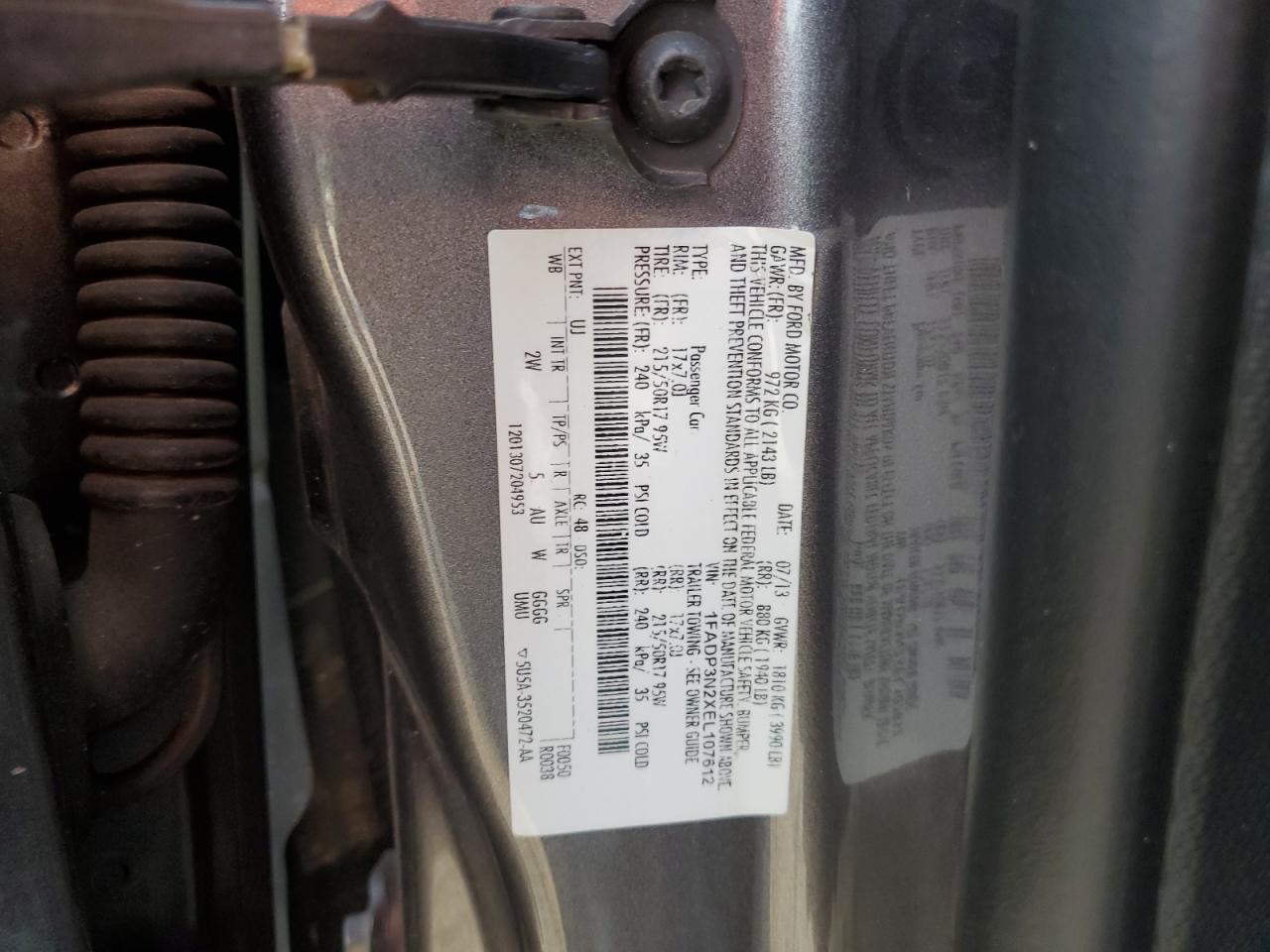 2014 Ford Focus Titanium VIN: 1FADP3N2XEL107612 Lot: 65070935