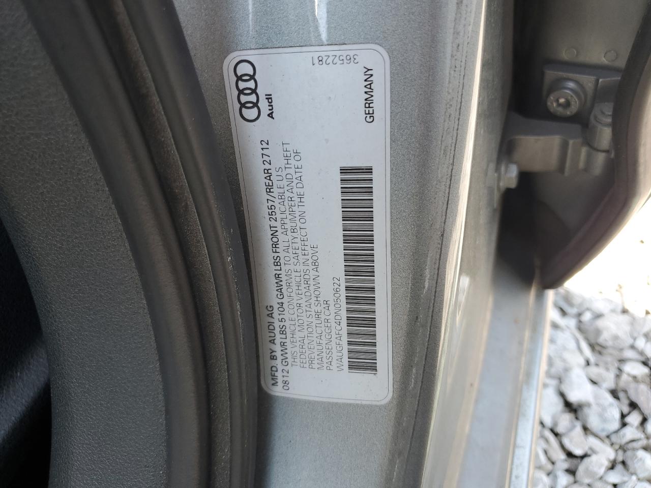 2013 Audi A6 Premium Plus VIN: WAUGFAFC4DN050622 Lot: 63897315