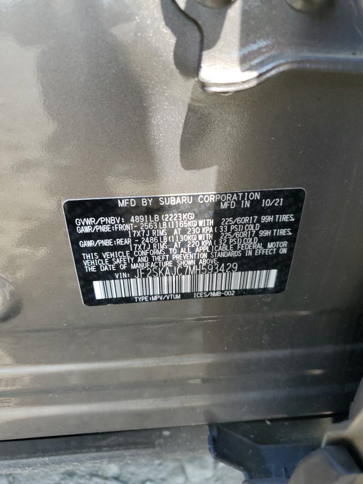 2021 Subaru Forester Premium VIN: JF2SKAJC7MH593429 Lot: 63822885