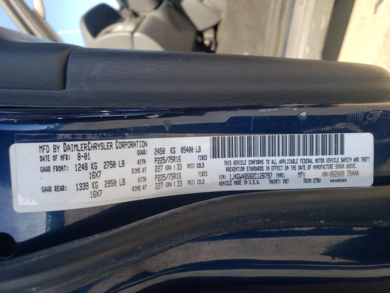 2002 Jeep Grand Cherokee Laredo VIN: 1J4GW48S82C128797 Lot: 64885725