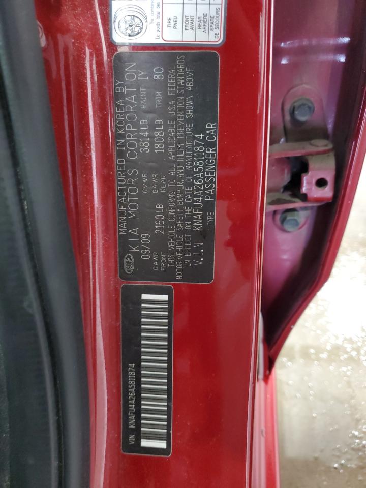 2010 Kia Forte Ex VIN: KNAFU4A26A5811874 Lot: 63826715