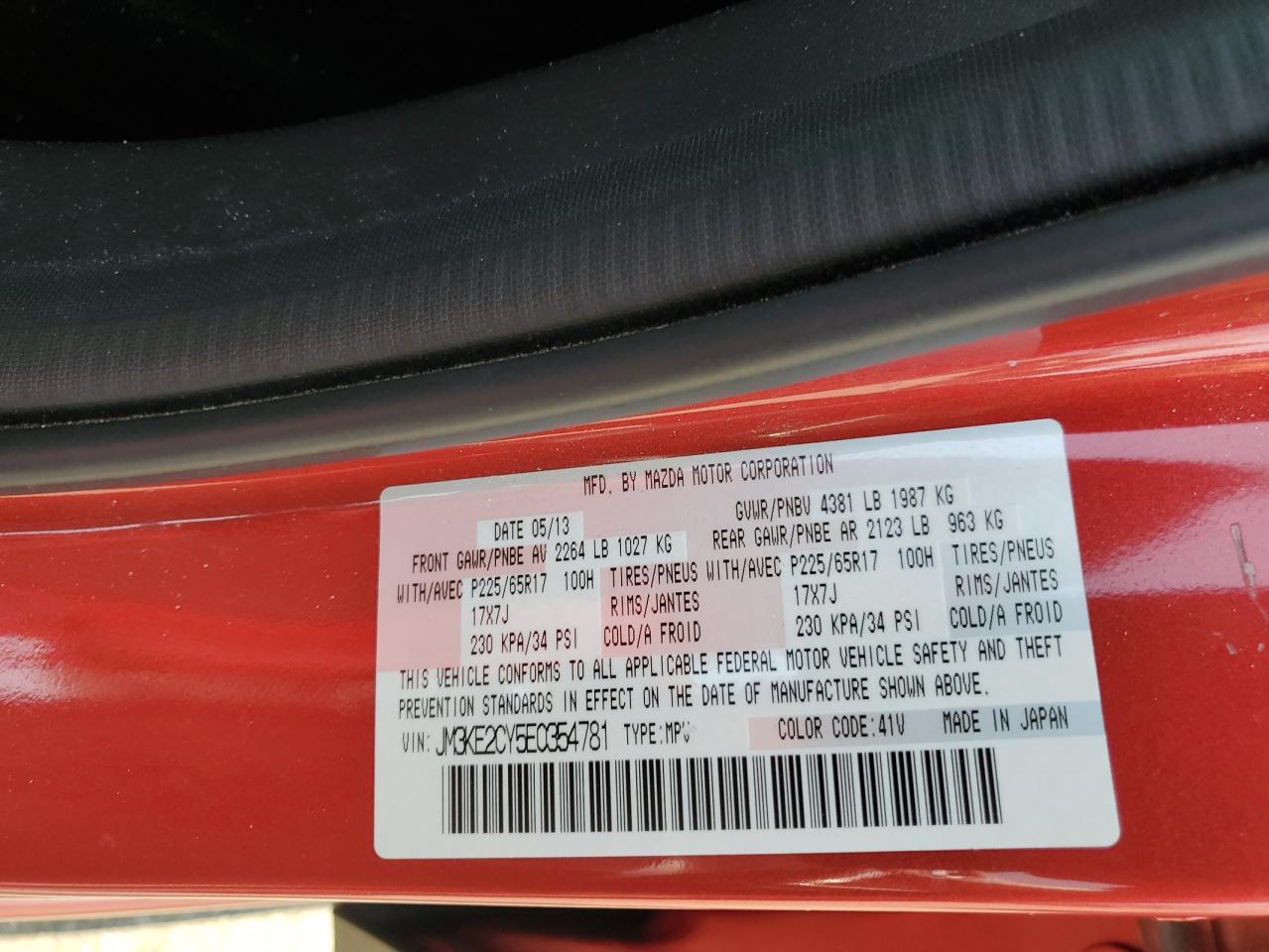 2014 Mazda Cx-5 Touring VIN: JM3KE2CY5E0354781 Lot: 64905035
