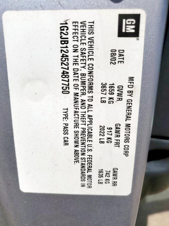 2002 Pontiac Sunfire Se VIN: 1G2JB124527487750 Lot: 64767845