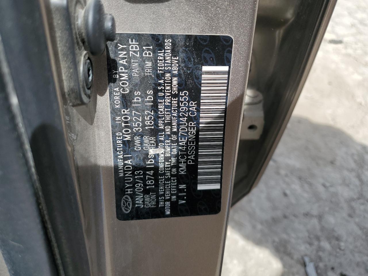 2013 Hyundai Accent Gls VIN: KMHCT4AE7DU429555 Lot: 63420605