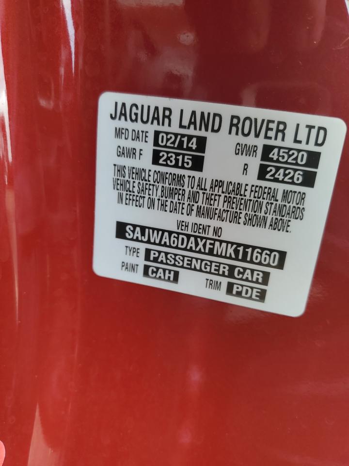 2015 Jaguar F-Type R VIN: SAJWA6DAXFMK11660 Lot: 64508045