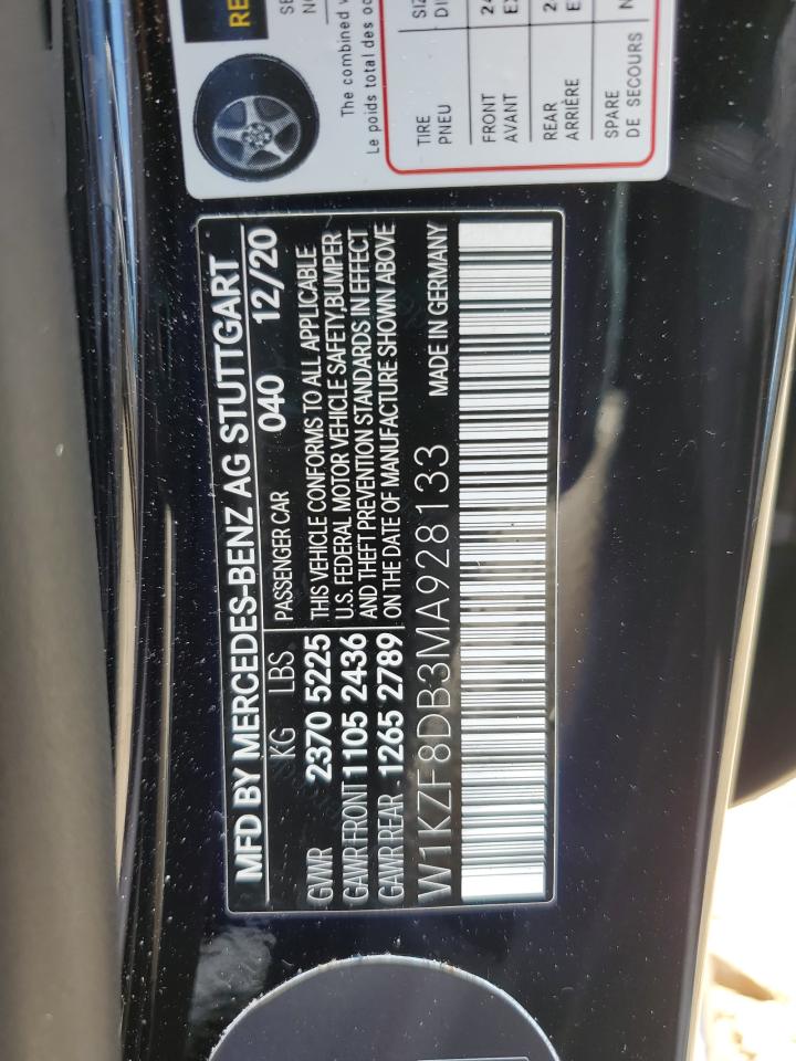2021 Mercedes-Benz E 350 VIN: W1KZF8DB3MA928133 Lot: 63409855
