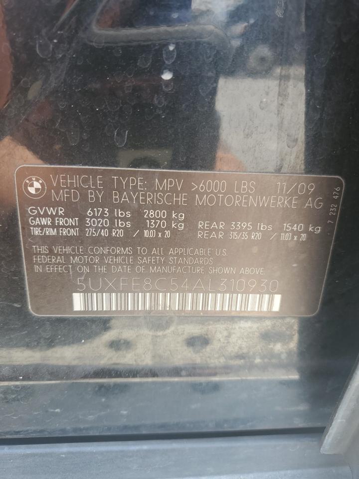 2010 BMW X5 xDrive48I VIN: 5UXFE8C54AL310930 Lot: 66508645