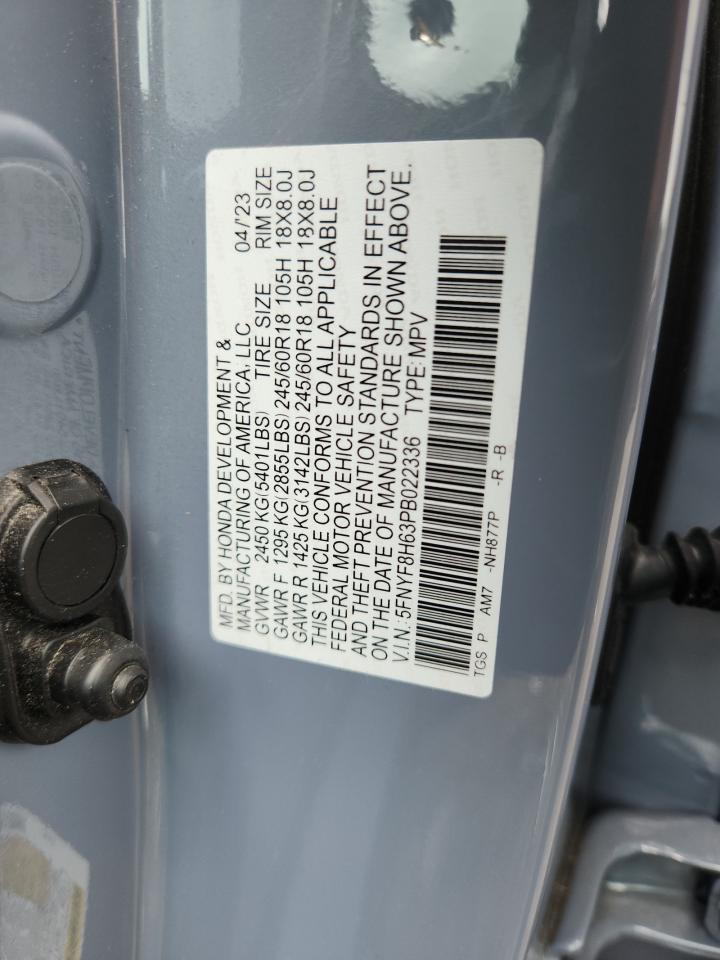 2023 Honda Passport Trail Sport VIN: 5FNYF8H63PB022336 Lot: 63269705