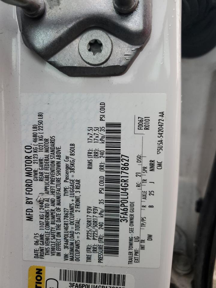 2016 Ford Fusion Se Hybrid VIN: 3FA6P0LU4GR178627 Lot: 67101875