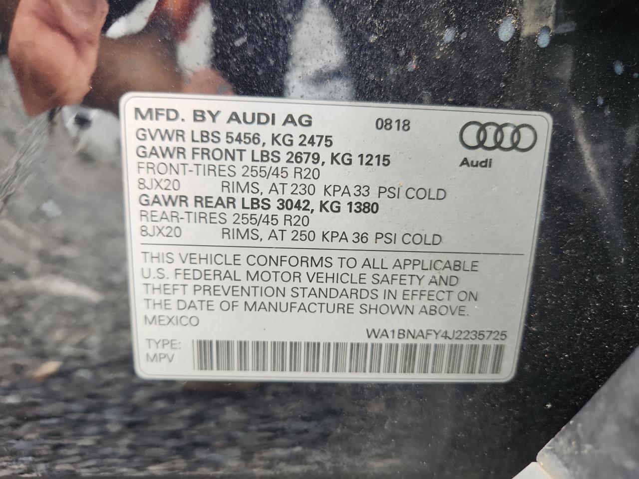 2018 Audi Q5 Premium Plus VIN: WA1BNAFY4J2235725 Lot: 64777685