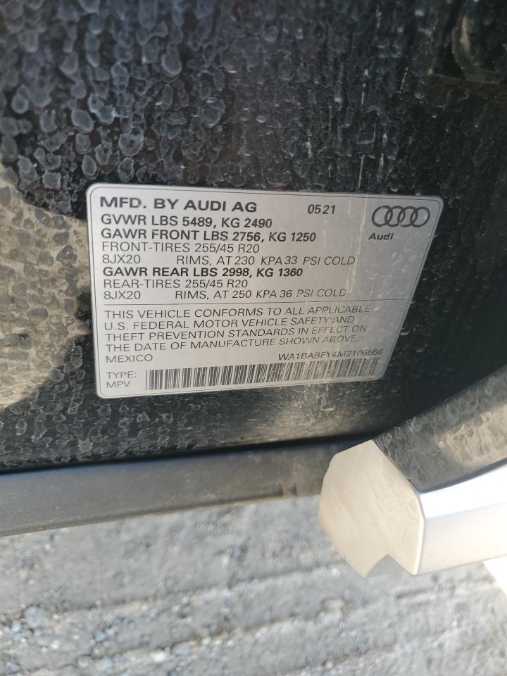 2021 Audi Q5 Premium Plus VIN: WA1BABFY4M2106566 Lot: 65191585
