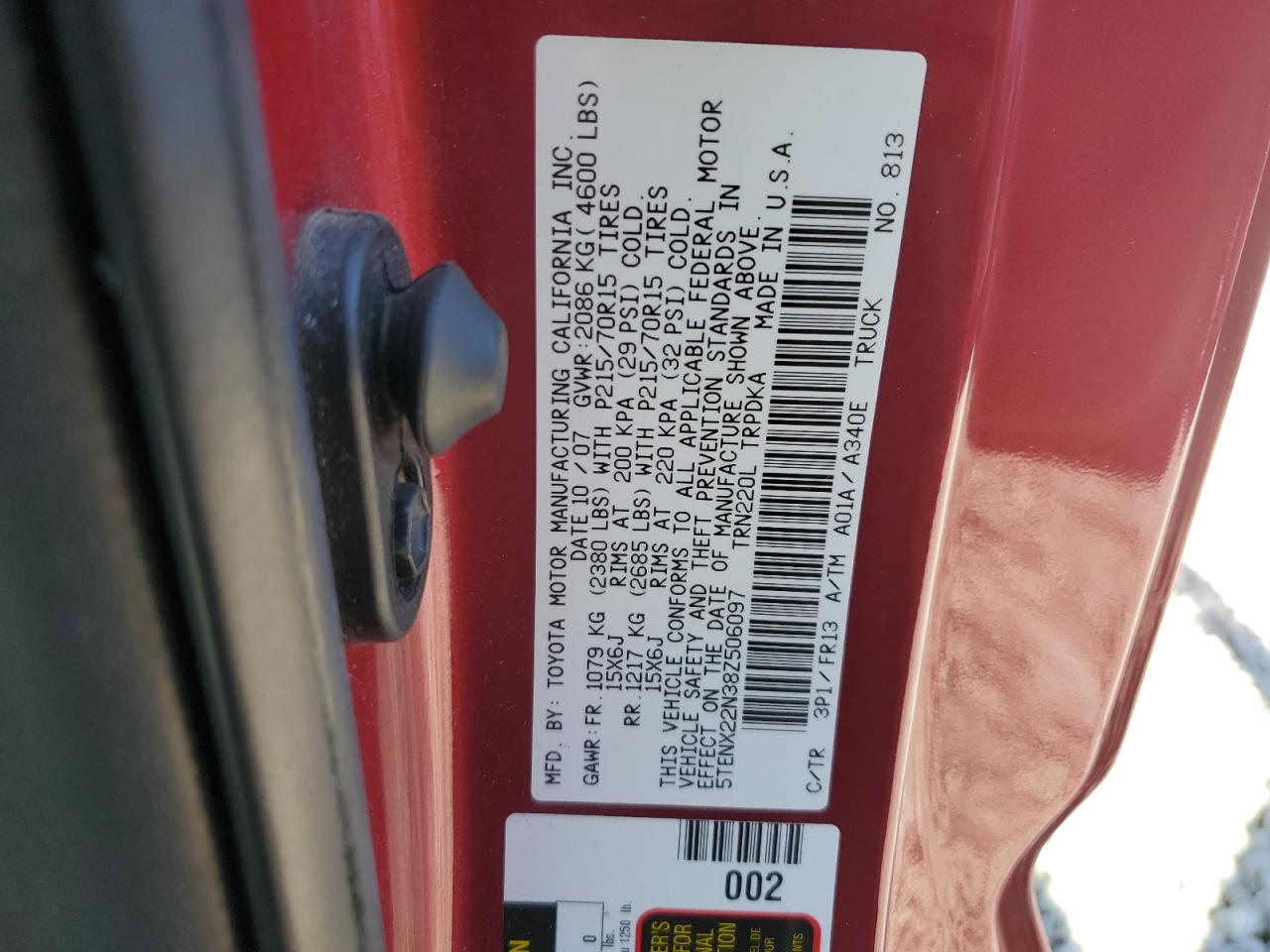 5tenx22n38z506097 5TENX22N38Z506097 2008 Toyota Tacoma