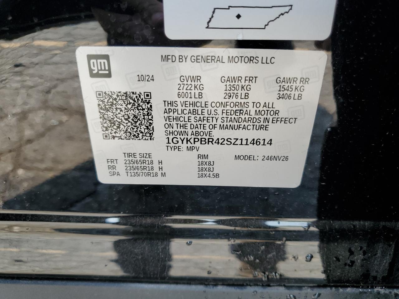 2025 Cadillac Xt6 Luxury VIN: 1GYKPBR42SZ114614 Lot: 64382445