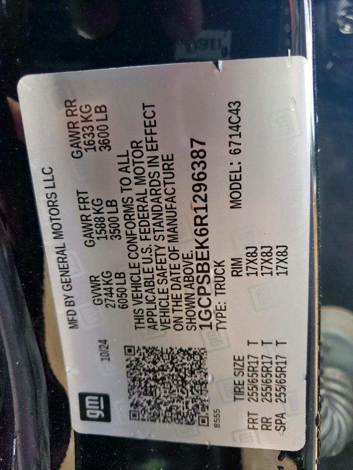 2024 Chevrolet Colorado VIN: 1GCPSBEK6R1296387 Lot: 65276295