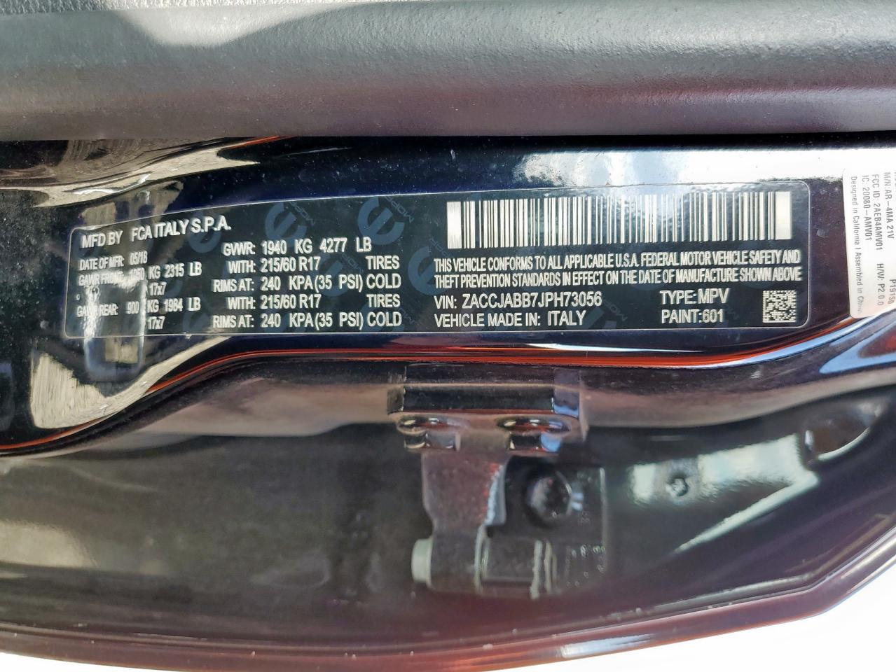 2018 Jeep Renegade Latitude VIN: ZACCJABB7JPH73056 Lot: 64138615