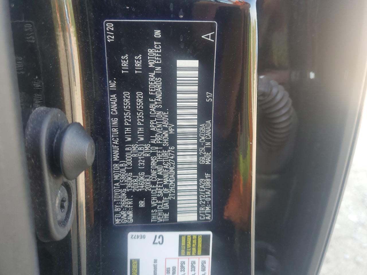 2021 Lexus Rx 350 VIN: 2T2HZMDA0MC274776 Lot: 66555095