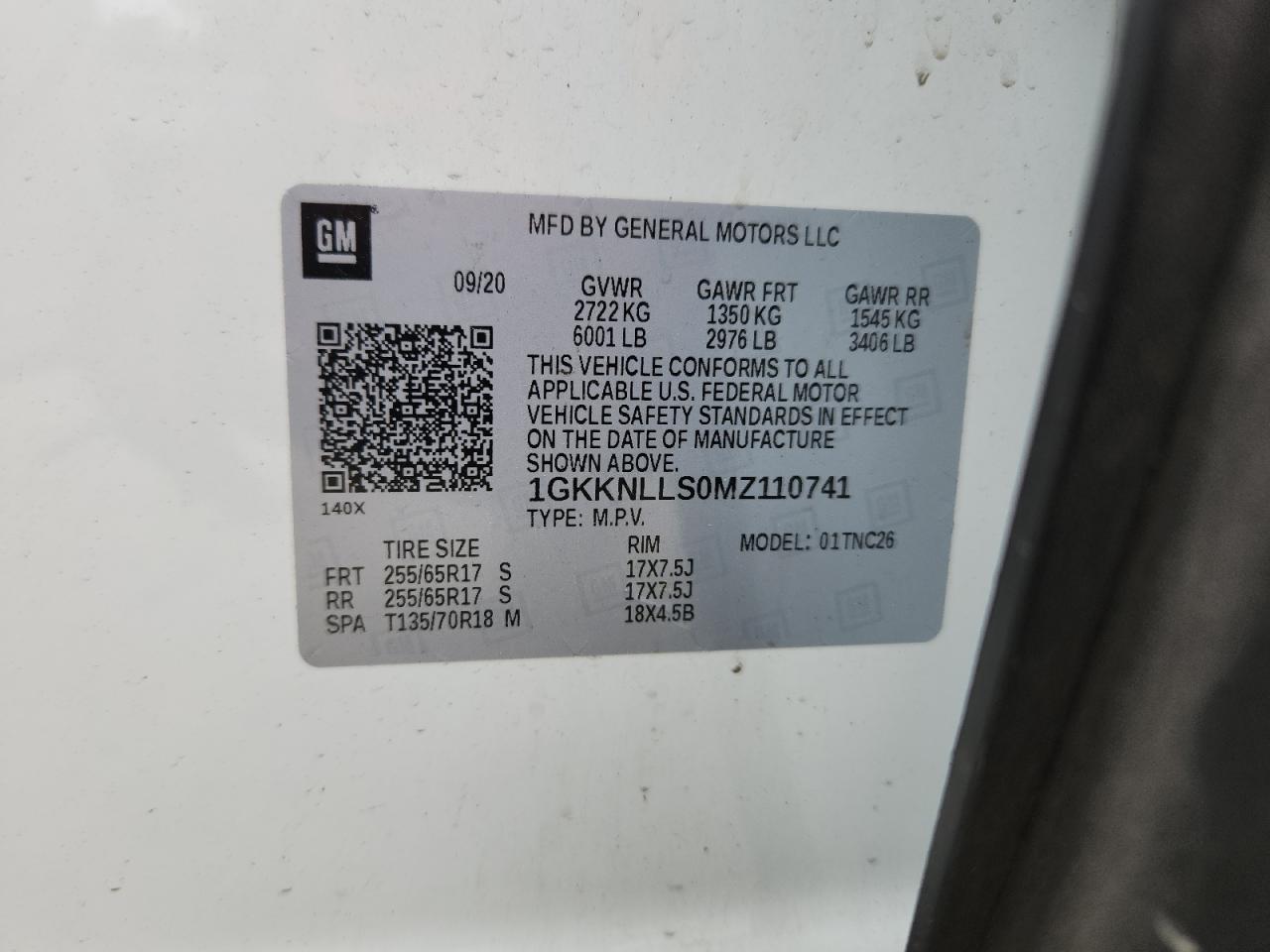 2021 GMC Acadia At4 VIN: 1GKKNLLS0MZ110741 Lot: 62694625